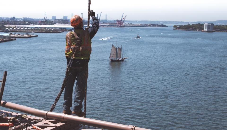 A worker on an exposed structure over water, a safety sensitive role where an alcohol test has to happen quickly and on the spot