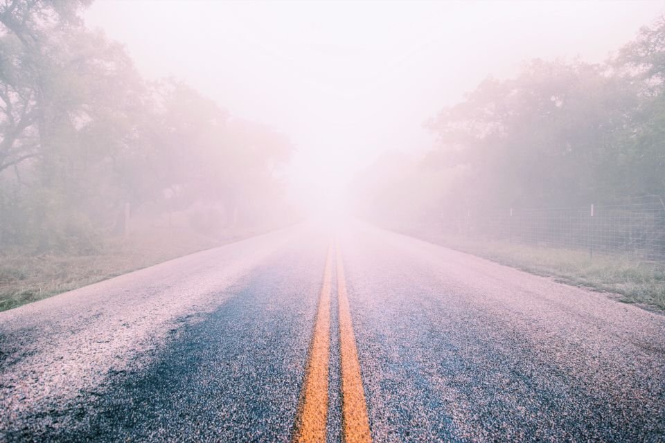An open road at first light, the drive a collector makes before a collection begins